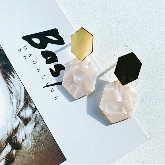 Pink and White Gold Tortoise Dangle Earrings - Picture 4 of 8